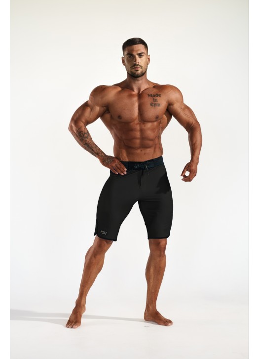 Men's Physique Shorts - Shiny Black (full borders)